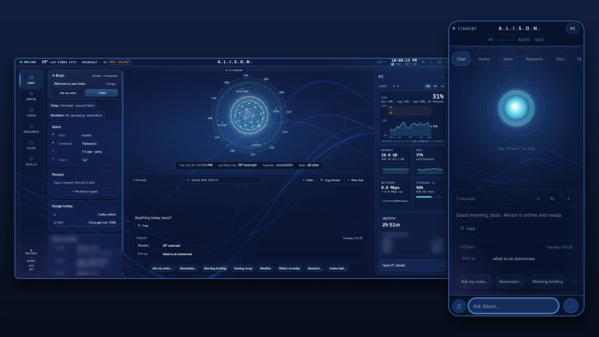 A.L.I.S.O.N. desktop HUD