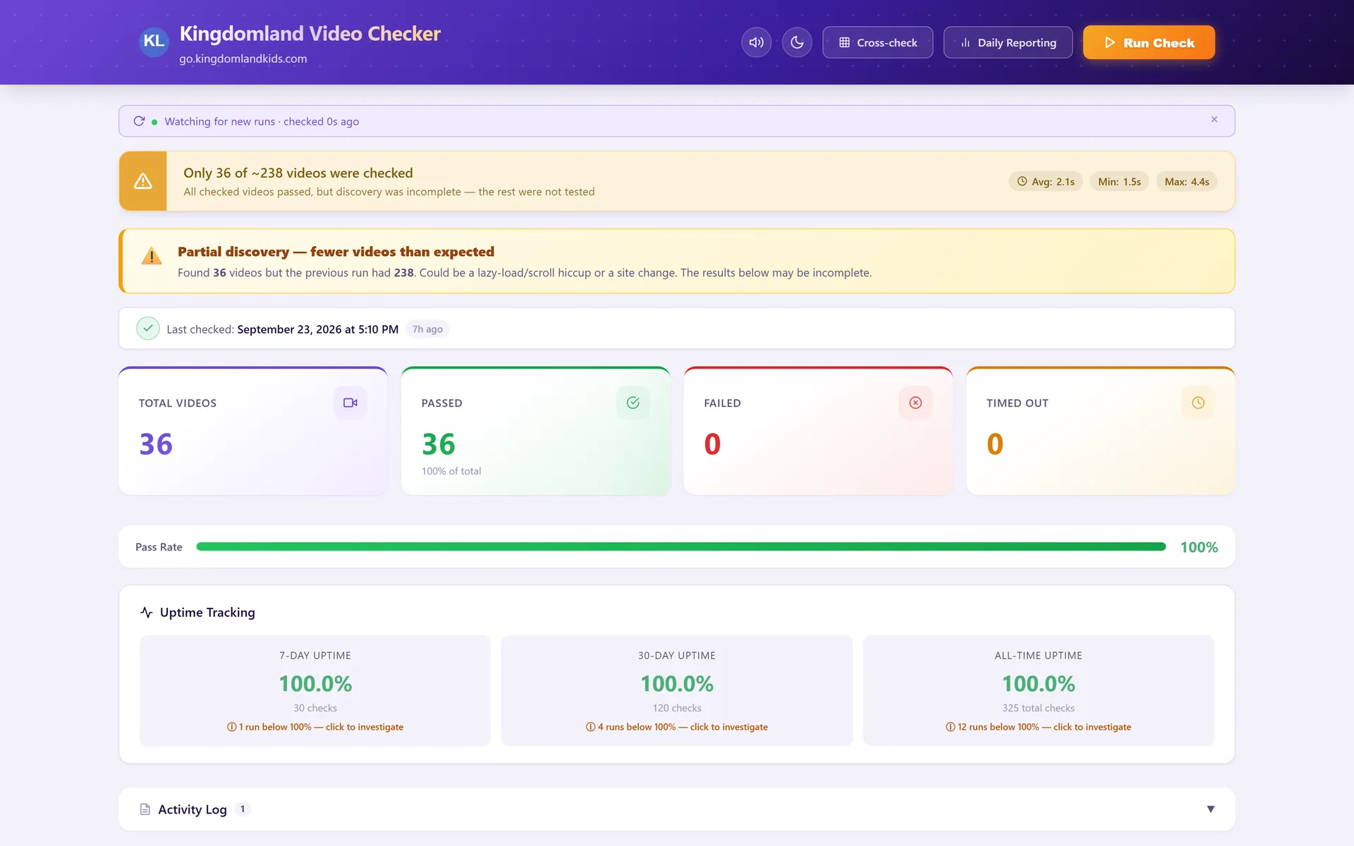KDL Video Health Checker